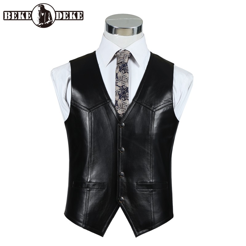 Genuine Leather Sheepskin Vest - Leather Work Vest For Men recension och pris